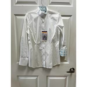 NEW CHEVAL women's traditional show shirt in white/bluargyle